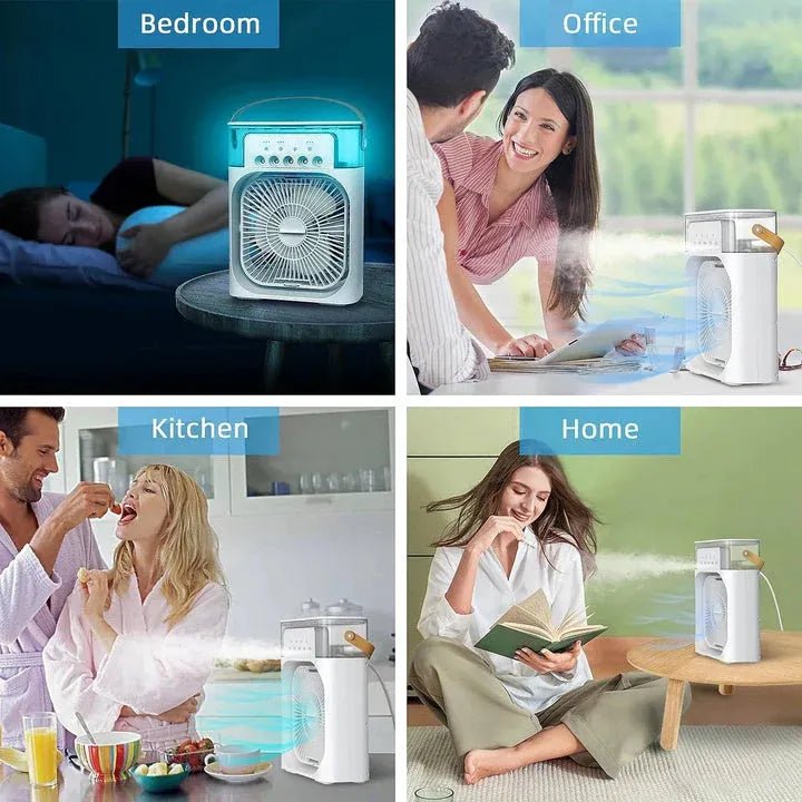 10 - Inch Desktop Humidifier Fan – Portable Mist Cooling Fan with LED Light and Timer - AlSODEAL