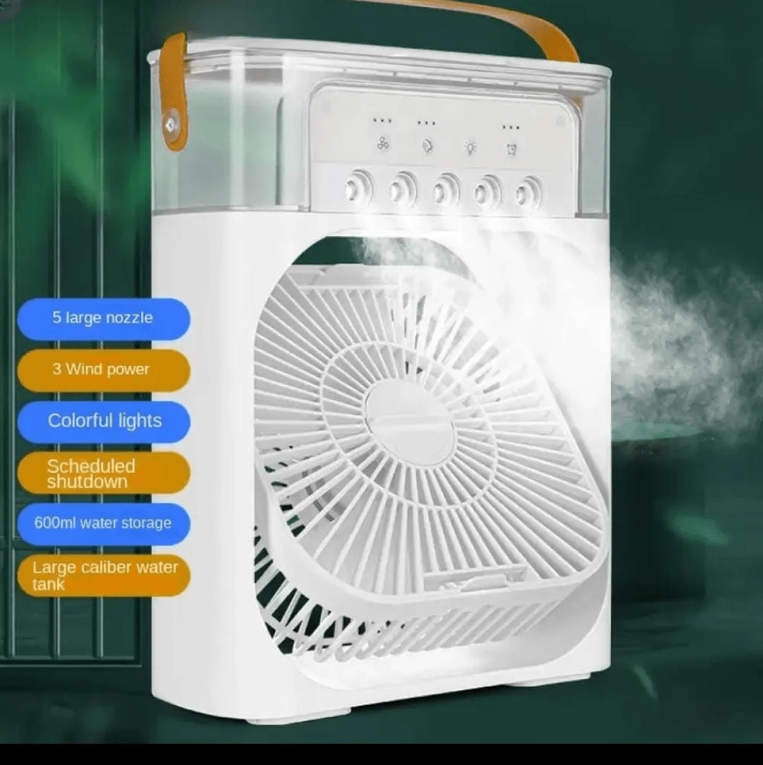 10 - Inch Desktop Humidifier Fan – Portable Mist Cooling Fan with LED Light and Timer - AlSODEAL