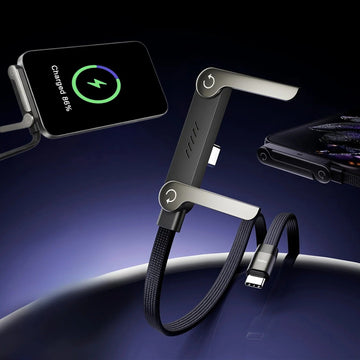 240W 2 - in - 1 USB - C Fast Charging Cable With Foldable Bracket | Type - C Data Cable & Desktop Holder - AlSODEAL