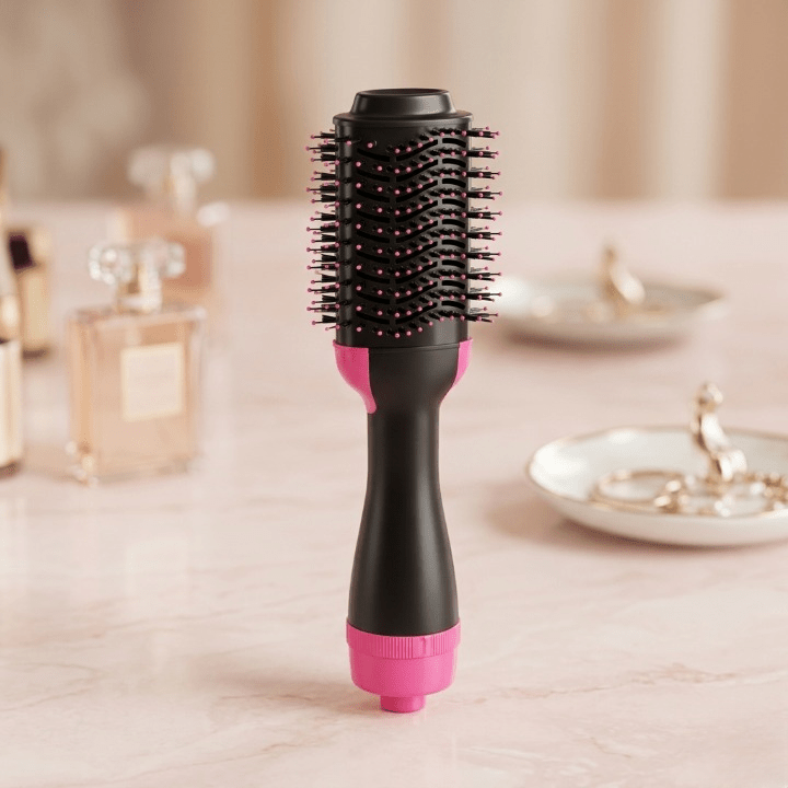 3 - in - 1 Hot Air Brush – Professional One - Step Hair Dryer, Straightener, and Curler - AlSODEAL