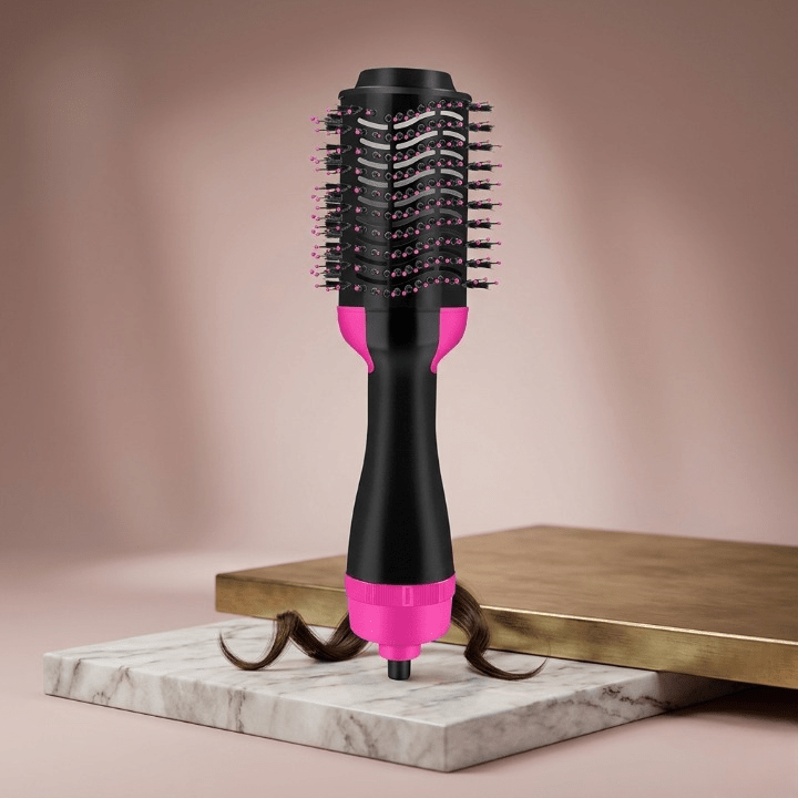 3 - in - 1 Hot Air Brush – Professional One - Step Hair Dryer, Straightener, and Curler - AlSODEAL