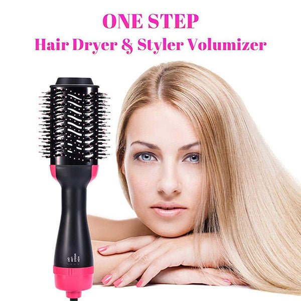 3 - in - 1 Hot Air Brush – Professional One - Step Hair Dryer, Straightener, and Curler - AlSODEAL