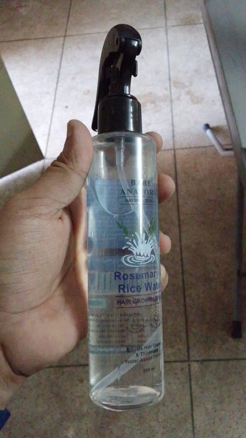 Bare Anatomy Rosemary Water Spray for Hair Growth & Thickness with Rice Water – 200ml - AlSODEAL