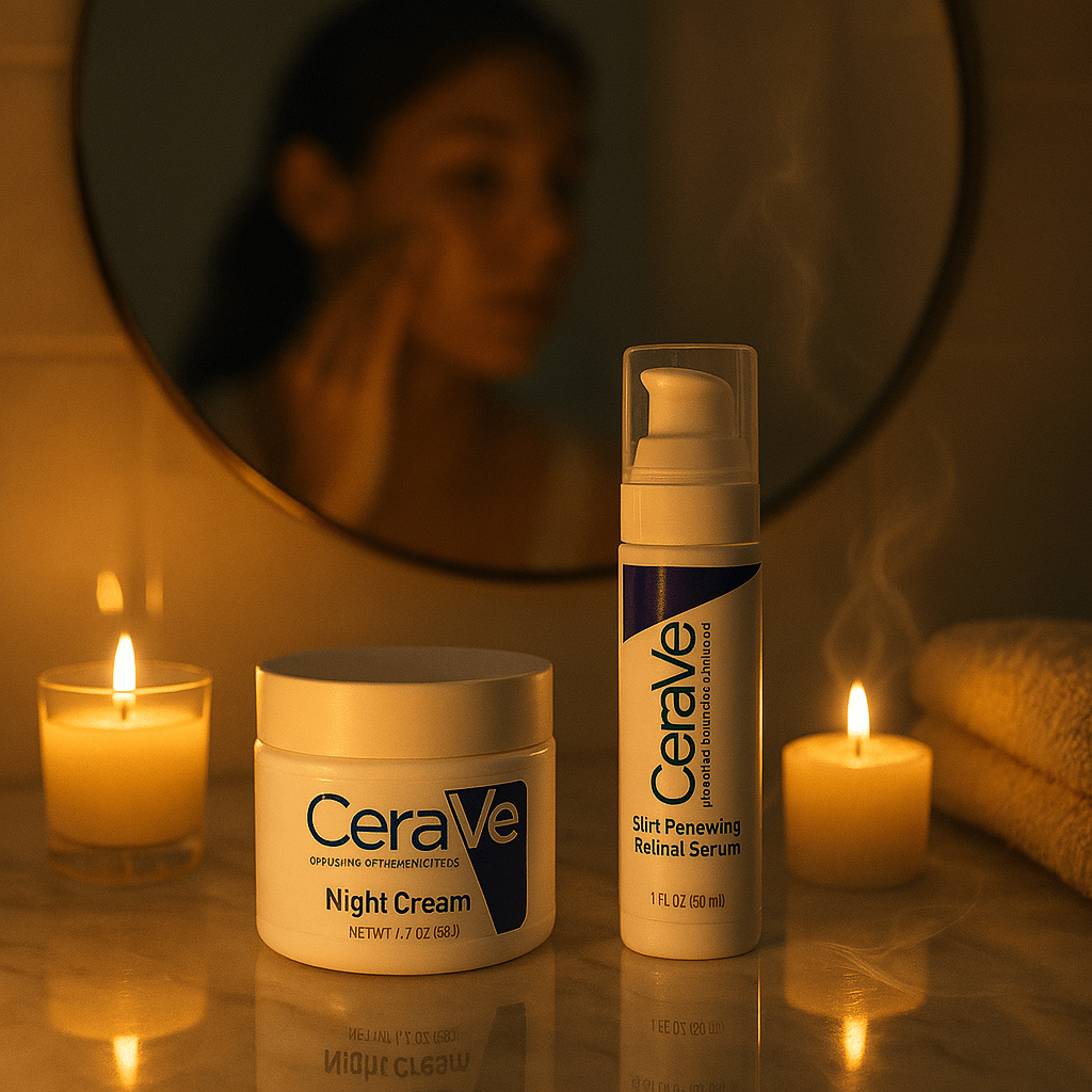 CeraVe Skincare Set – Night Cream, Retinol Serum, Acne Foaming Cream Cleanser, and Hydrating Mineral Sunscreen SPF 50 – Dermatologist Developed - AlSODEAL