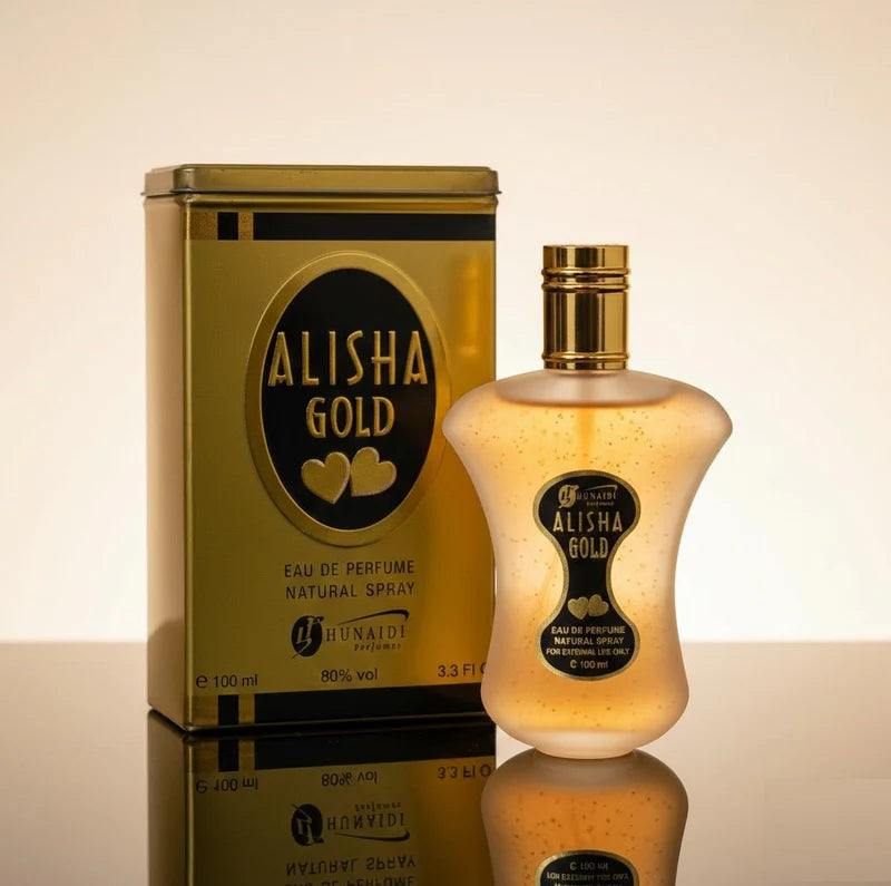 **Hunaidi Alisha Gold Eau De Parfum Natural Spray – Long Lasting Luxury Fragrance for Men & Women**