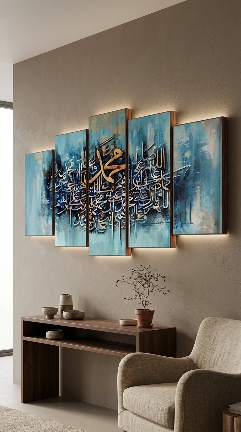 Luxury Islamic Calligraphy Wall Art Set – Muslim Home Decoration Frames 40"x16" - AlSODEAL