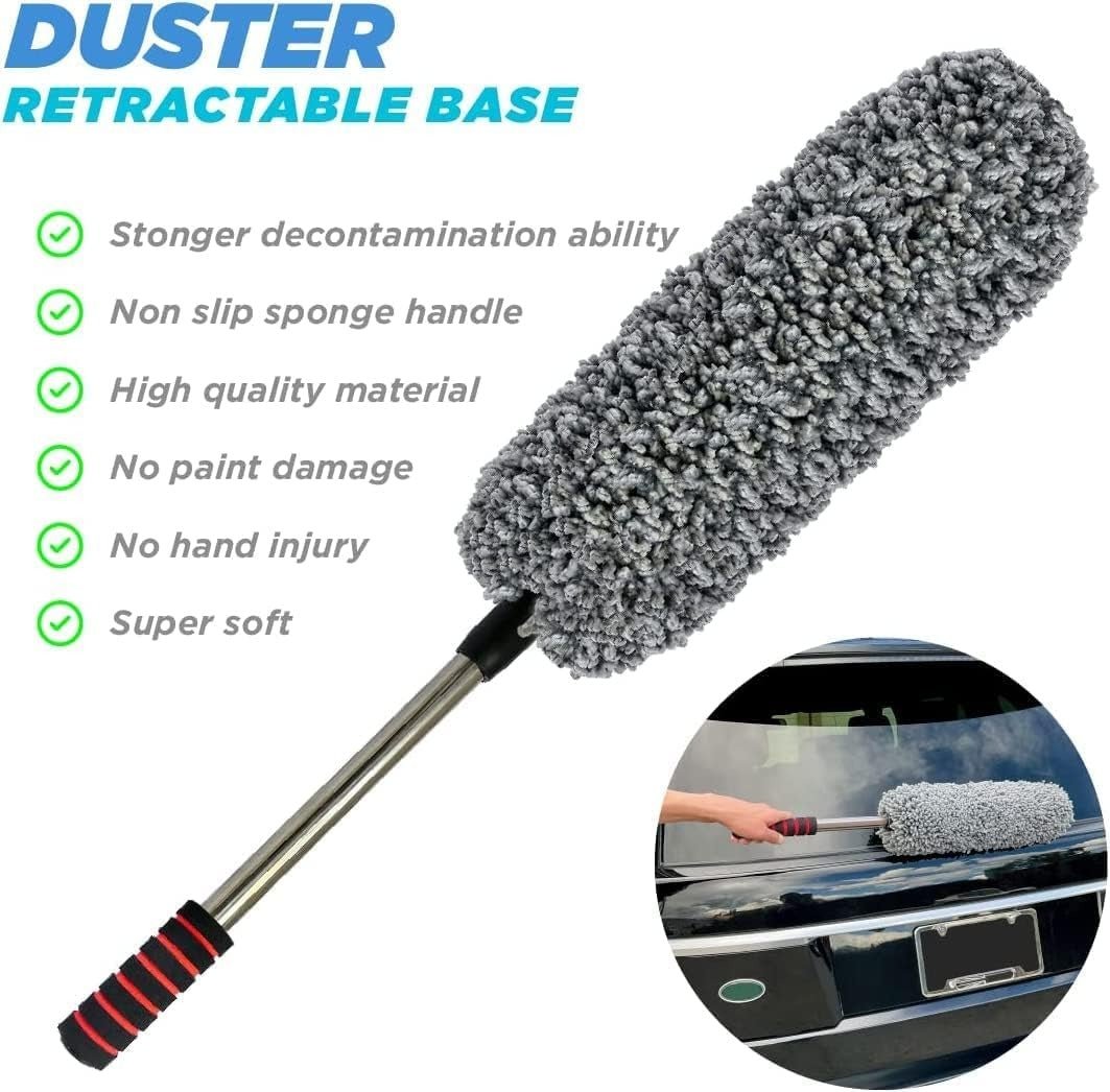 Microfiber Car Duster – Scratch - Free Cleaning with Extendable Handle - AlSODEAL