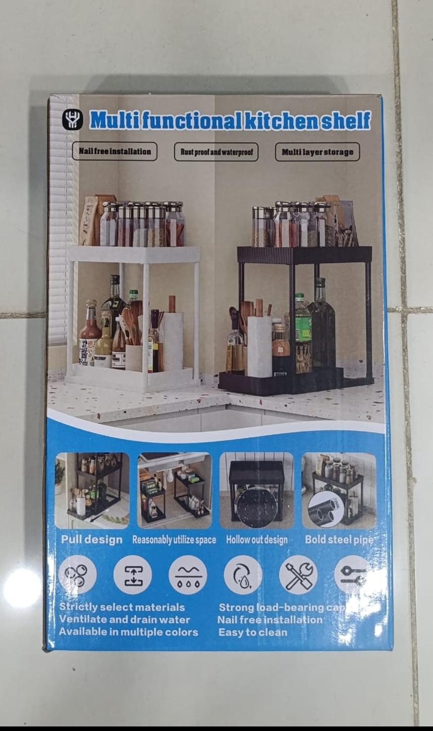 Multi - Functional Kitchen Shelf | Nail - Free Installation | Rust - Proof Carbon Steel Organizer | Waterproof & Strong Load - Bearing | Random Colour - AlSODEAL