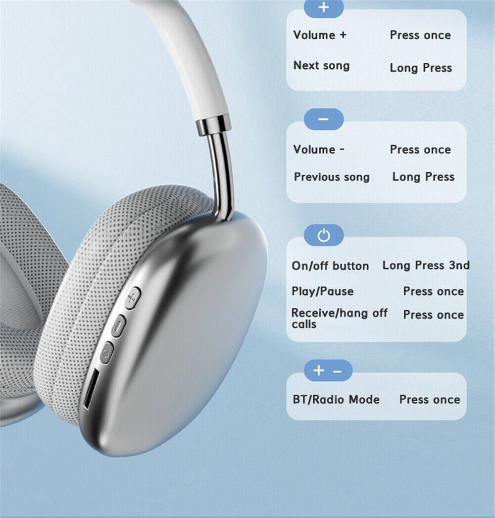 P9 Wireless Bluetooth Headphones – Fidelity Stereo Sound with Foldable Design, Soft Cushion Comfort, and Multi - Mode Playback ( Mix Color) - AlSODEAL