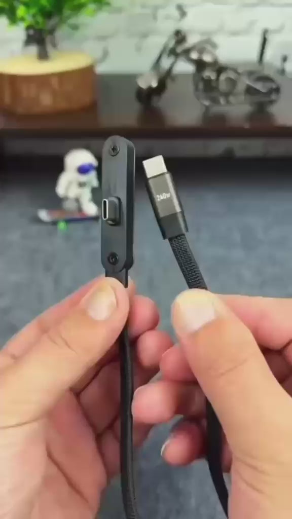 240W 2-in-1 USB-C Fast Charging Cable With Foldable Bracket | Type-C Data Cable & Desktop Holder