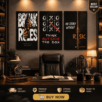 3 Pcs Motivational Wall Art Canvas Set – Modern Office & Workspace Decor | Premium Inspirational Posters