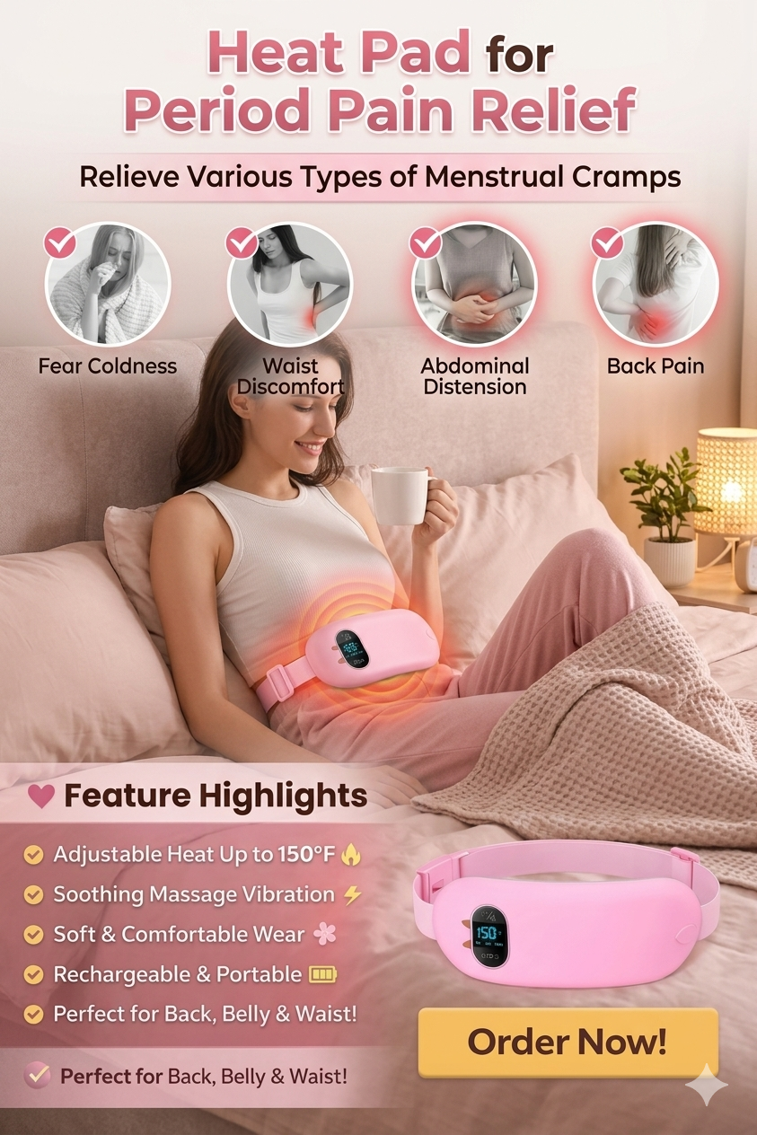 Electric Period Cramp Massager – Heating Belt for Menstrual Pain Relief