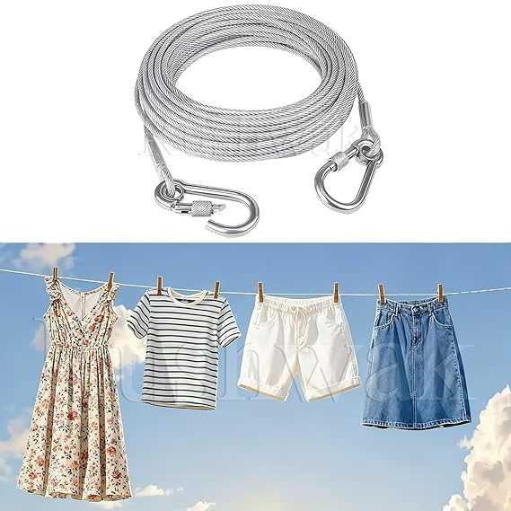 2 Meter & 20 Meter Steel Laundry Rope — Balcony Aur Ghar Ke Liye | Rust-Proof | Free Shipping