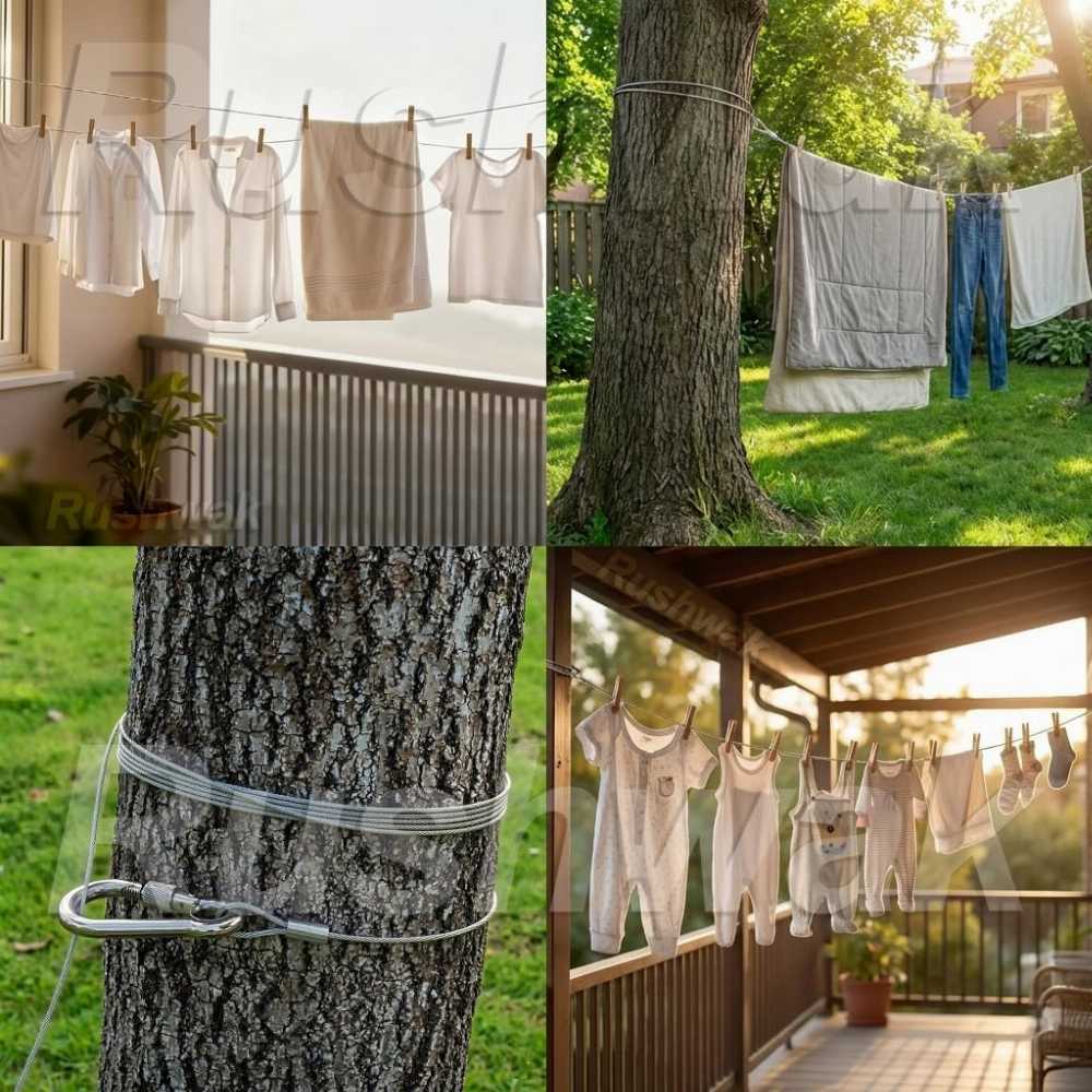 2 Meter & 20 Meter Steel Laundry Rope — Balcony Aur Ghar Ke Liye | Rust-Proof | Free Shipping