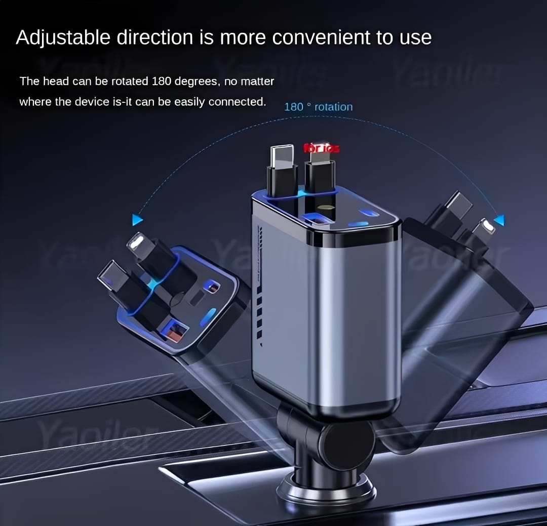 Super Fast 4 In 1 Multi Functional Car Charger Fast Charging With Star Light Providing Durable Quality -